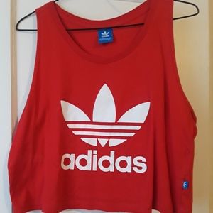 Red Adiddas Crop Top Large